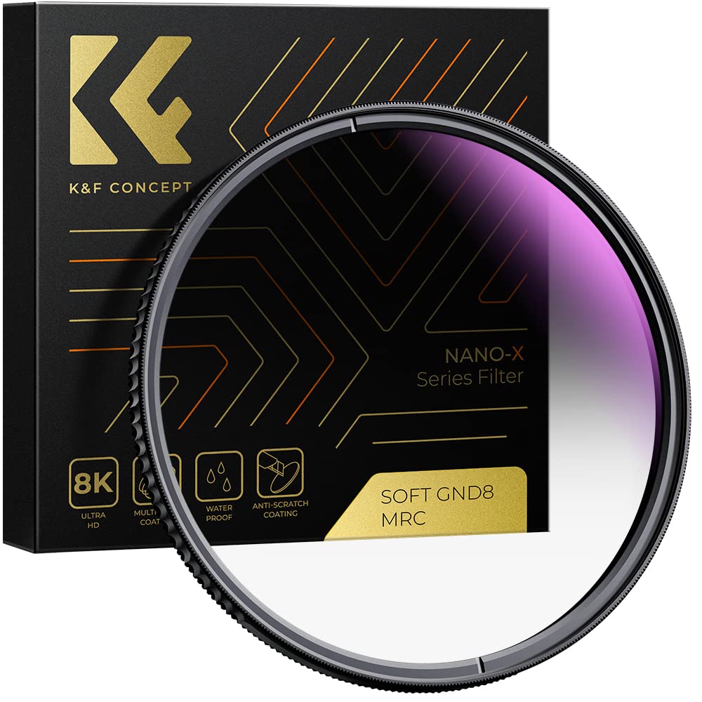 KF Concept 82mm ハーフNDフィルター GND8 減光フィルター ソフトグラデーション 明暗差調整 光学ガラス 28層両面ナノコーティング GND0.9 キズ防止 撥水防汚