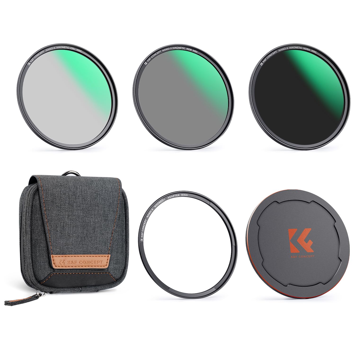 KF Concept 77mm 磁気アダプターリング+CPL+ND8+ND64+マグネットレンズキャップ 5点セット NDフィルター PLフィルター 磁気吸着 装着便利 フィルターケース付属 両面28層ナノコーティング 撥水防汚 キズ防止 （NANO-X シリーズ）