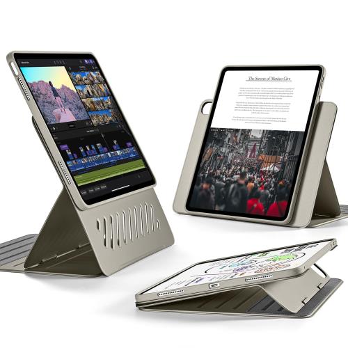 ESR iPad Air 13in 入れもの M2 2024専用 取りはらい能力のあるな磁石覆いかぶせる付き添い人回転させる式入れもの 縦方角/横向き照明ランプ 9座標軸の角度自然調整能力のある Pencil Pro/USB-C完膚なきまで相応う Shift続きもの チタン