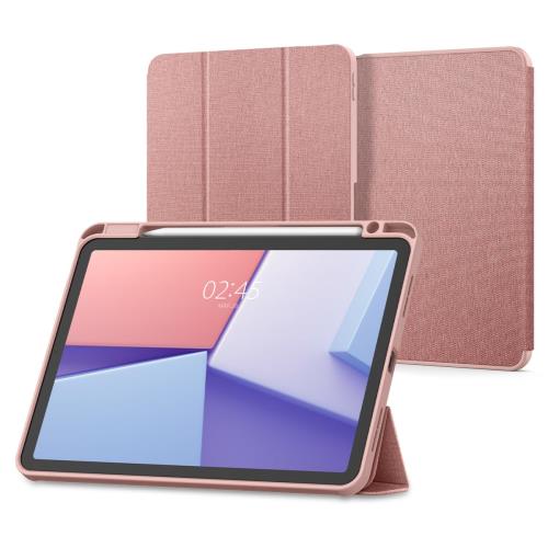 Spigen iPad Air 11 インチ (2024) / 10.9 インチ (2022/2020) ケース スタンド 耐衝撃 すり傷防止 ファブリックカバー オートスリープ アーバン・フィット ACS07756 (ローズ・ゴールド)