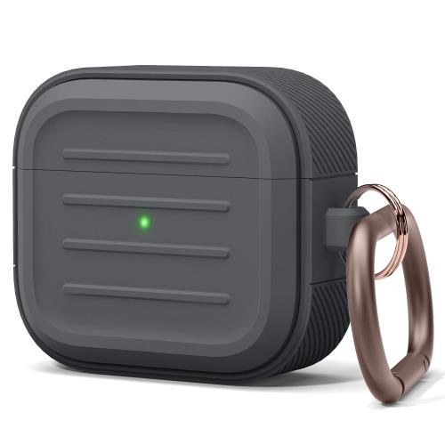 【elago】 AirPods 3 対応 ケース 落下防止 カラビナ 付 耐衝撃 シリコン カバー 衝撃 吸収 ソフト タフ 保護 ケースカバー 衝撃吸収 傷防止 アクセサリー シリコンケ
