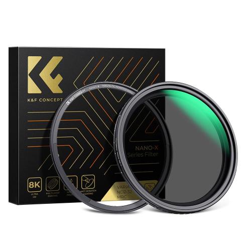 KF Concept 62mm マグネット可変NDフィルターND2-ND32 X状ムラ制御 日本製AGC光学ガラス HD超解像力 低い反射率 28層ナノコーティング 撥水防汚キズ防止 薄枠 ビデオ/風景撮影のレンズフィルターメーカー直営店