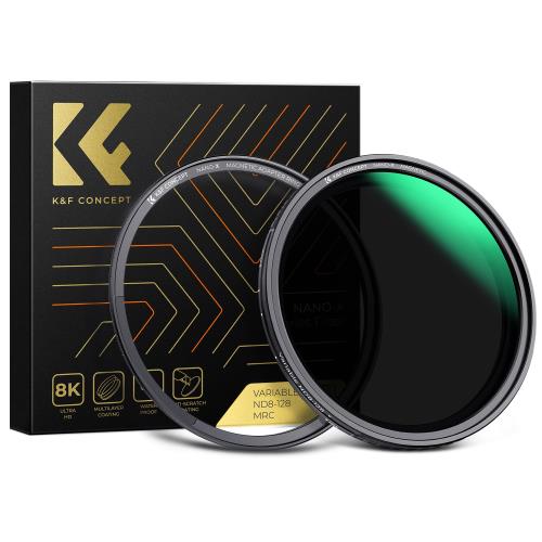KF Concept 82mm マグネット可変NDフィルターND8-ND128 X状ムラ無し 日本製AGC光学ガラス HD超解像力 低い反射率 28層ナノコーティング 撥水防汚キズ防止 薄枠 ビデオ/風景撮影のレンズフィルターメーカー直営店