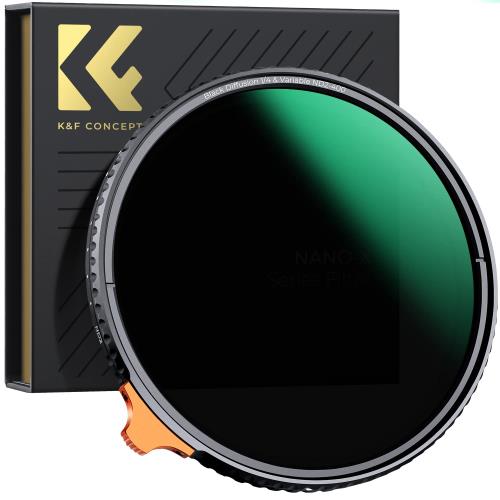 KF Concept 55mm ND2-ND400ブラックミスト1/4 レンズフィルター 可変NDフィルター 2in1 一枚二役 多機能フィルター 両面28層ナノコーティング 防カビ 防水撥油キズ防止
