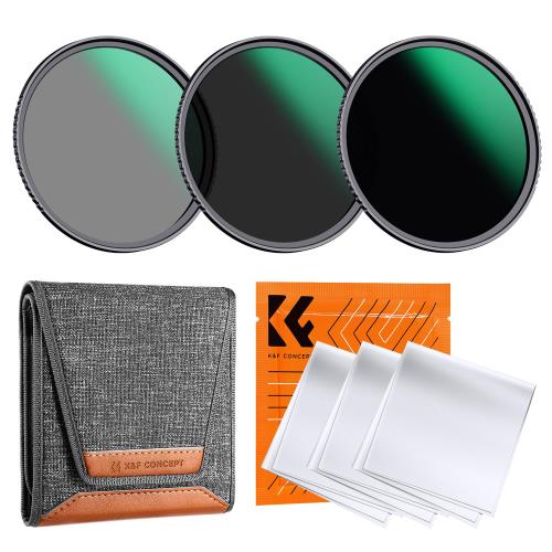 KF Concept 82mm NDフィルターセット ND8+ND64+ND1000 減光量調整 減光フィルター AGC光学ガラス 低反射率 24層ナノコーティング 薄枠 撥水撥油防汚 フィルターケース付き 風景撮影に最適（NANO-D シリーズ）