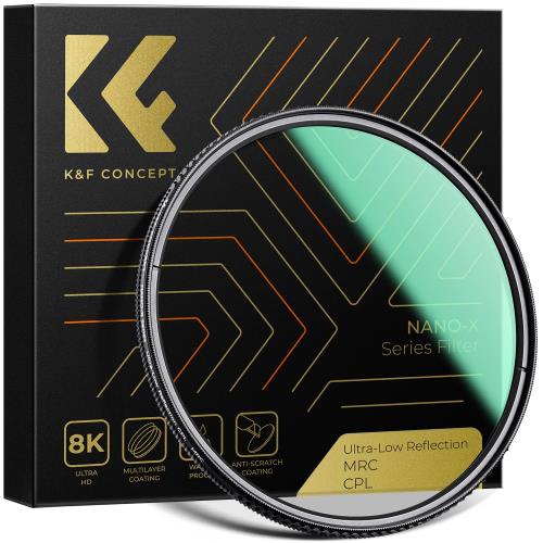 KF Concept 46mm CPLフィルター 超低反射0.1% コントラスト 反射調整 超低反射PLフィルター 高透過率45% 円偏光フィルター 両面28層コーティング 光学ガラス 撥水撥油キズ防止 (NANO-Xシリーズ)