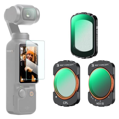 KF Concept DJI OSMO Pocket 3用磁気式フィルター CPL+1/4ブラックミスト+ND2-32 ソフト効果 コントラスト強調 反射除去 減光量調整 28層ナノコーティング 撥水防汚