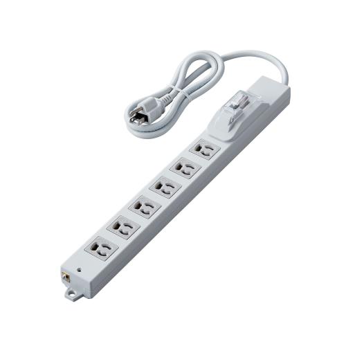 エレコム 電源タップ 1m ロング型 3ピン 6個口 抜け止め 過電流ブレーカー RoHS指令準拠 法人向け ライトグレー T-H0710OCPR