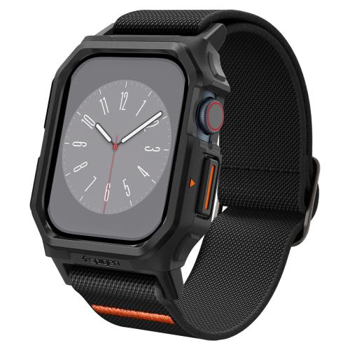 Spigen Apple Watch 10 ケース 46mm AppleWatch10 対応 ケースバンド一体型 コンパチブル ソロループ スポーツ 調整可能 ファブリック ライト・フィット・プロ(マットブラック)
