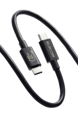 エレコム USB-C ケーブル 1m USB4 60W 高速データ転送 USB PD対応 最大80Gbps 8K/60Hz [Thuderbolt 5 / 4 / 3, USB3.x / 2.0 互換] USB-IF正規認証品 USB4-V2CC10NBK