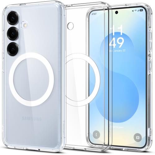 18年社歴の技術力Spigen Galaxy S25 ケース クリア Magfit対応 耐衝撃 ストラップホール 黄変防止 バンパー 米軍MIL規格 ウルトラ・ハイブリッド・マグフィット ACS09002 (クリア・ホワイト)