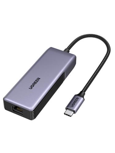 UGREEN 有線LAN アダプター 5Gbps Type C LAN 変換アダプター Thunderbolt 5/4/3には適用 アルミ素材 放熱性 USB C to RJ45 イーサネット アダプター ラップトップ Nas MacBook/XPS/Windowsには適用
