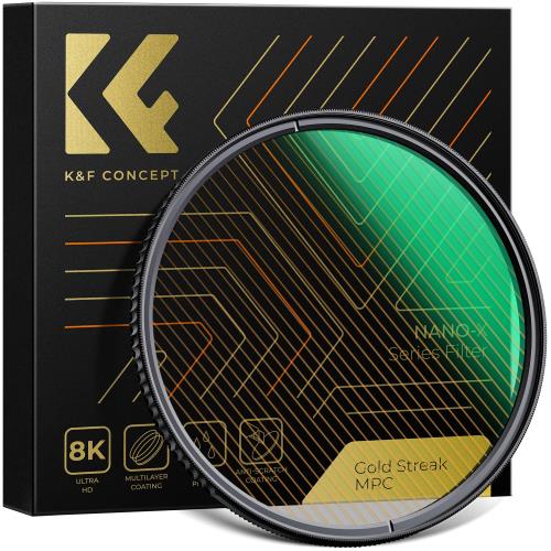 KF Concept 49mm ゴールドストリークフィルター 特殊効果フィルター 28層コーティング 防カビ 撥水撥油 擦り傷防止 薄型 夜景/ポートレート最適（Nano-Xcel）