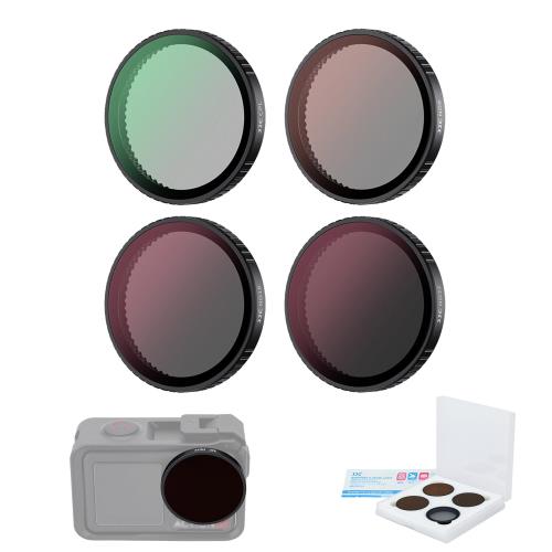JJC DJI Osmo Action 5 pro/Action 4 / Action 3用 ND + CPLフィルターセット 4枚入り ND8 ND16 ND32 CPL 偏光フィルター NDフィルター 減光量調整 反射除去 色彩コン