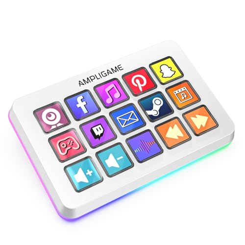 FIFINE Stream Controller 15キー配列 ストリームコントローラー ライブコンテンツ作成用のコントローラー 配信者向けデバイス ストリーミング 配信 ゲーミング OBS/Twitch?/YouTube連携 Mac/PC対応 白 AmpliGame D6W