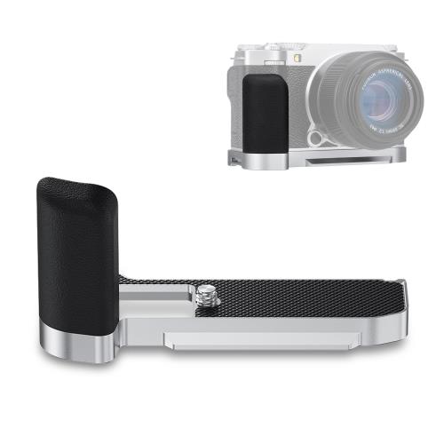 JJC 金属 L型ハンドグリップ 富士フイルム Fujifilm Fuji X-M5 XM5 カメラ適用 電池交換が便利 底の1/4-20ネジ穴×3 アルカタイプ シルバー