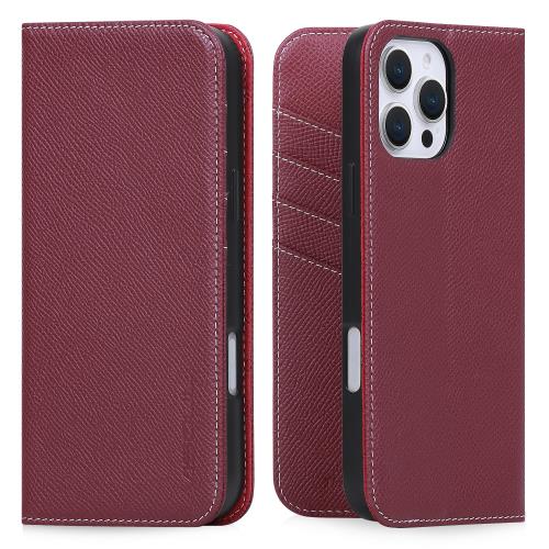 VISOUL iPhone16 ProMax 対応ケース 手帳型 本革 MagSafe対応 スマホケース レザーケース 手帳型ケース アイフォン16Promax ケース カード収納 携帯ケース 全面保護 マグネット 柔軟なTPU素材 アイホン16 ProMax レッド