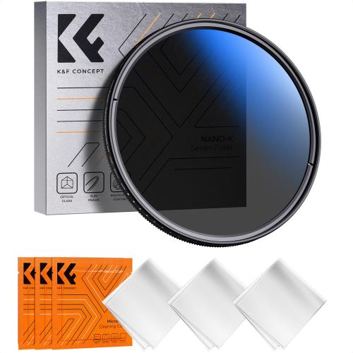 KF Concept 43mm TRUE COLOR ND2-ND400 可変NDフィルター 黄色被り解消可能 減光量調整 9段階調節可能 光学ガラス 18層コーティング 薄枠 クリーニングクロス付き 動画撮影に最適(Nano-Klear)
