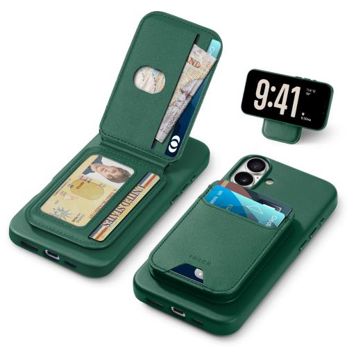 TUCCH iPhone16 Plus 対応 ケース PUレザー 折畳式カードケース付き アイフォーン16プラスケース 背面カード収納 軽量 薄型 取り外し可能 磁気吸着 ワイヤレス充電対応 [RFIDブロッキング] 横置きスタンド機能 PU合皮 アイフォン16プラスカバー (2024年発売 あいふぉん16 Plu