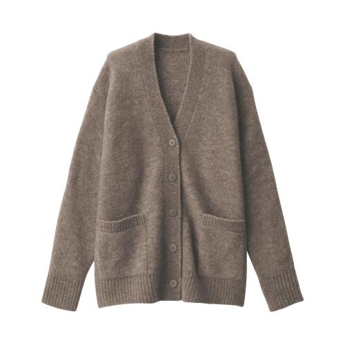 無印良品 婦人 ウール混ブークレVネックカーディガン レディース BA1PNA4A ダークモカブラウン 婦人S