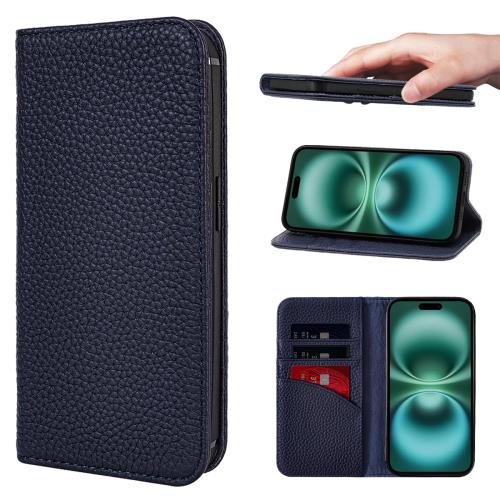 NanHou iPhone 16 Plus ケース 本革 手帳型 カバー 耐衝撃 保護 カバー 本革 内蔵マグネッ RFIDト 財布型 携帯カバー カードポケット スタンド機能 - ロイヤルブルー