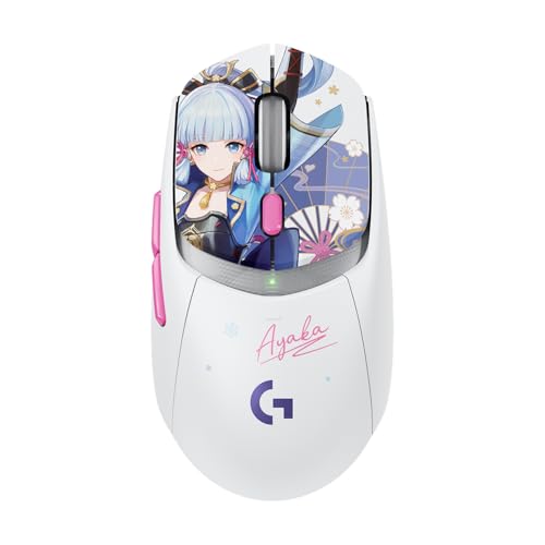 Logicool G 原神 神里綾華 特別モデル ゲーミングマウス G309 LIGHTSPEED ワイヤレス マウス G309WL-GE-AYA 軽量 LIGHTFORCE ハイブリッドスイッチ HERO 25K センサー 6個プログラムボタン 300時間以上連続使用可能 Bluetooth POWERPLAY ワイヤレス充電 ホワイト ゲーミング