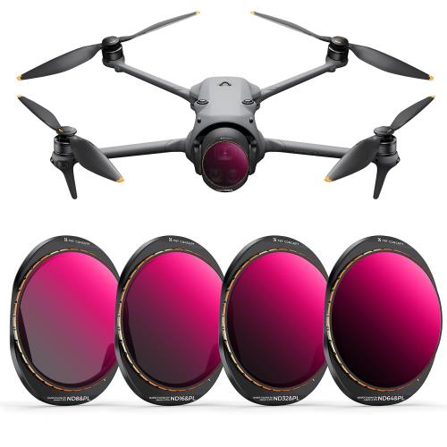 KF Concept DJI Mavic 4 PRO用NDPLフィルターセット(ND8PL+ND16PL+ND32PL+ND64PL) NDフィルター PLフィルター 保護 反射防止 光量調節 動画撮影 偏光レンズ 軽量設計 28層コーティング プロ級画質向上