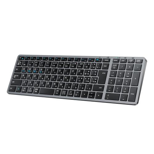 iClever ワイヤレスキーボード Bluetooth＆2.4G 無線キーボード 充電式Type-C 静音 コンパクト 薄型 JIS日本語配列 軽量 パンタグラフ式 3つデバイス自由に切替え デュアルモード 持ち運び パソコン PC iPad スマホ用 Windows/Mac/iOS/Android対応 日本語説明書 グレーブラッ