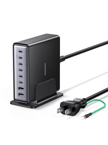 UGREEN 200W 充電器 8ポート Type-C 卓上 急速 単ポート最大100W 高出力USB-C*6とUSB-A*2充電保護システム PD3.0 PPS規格対応 iPhone16/15/14/MacBook/iPad/Galaxy/Android各種 その他USB-C機器対応 PSE技術基準適合 金属製ベース付き