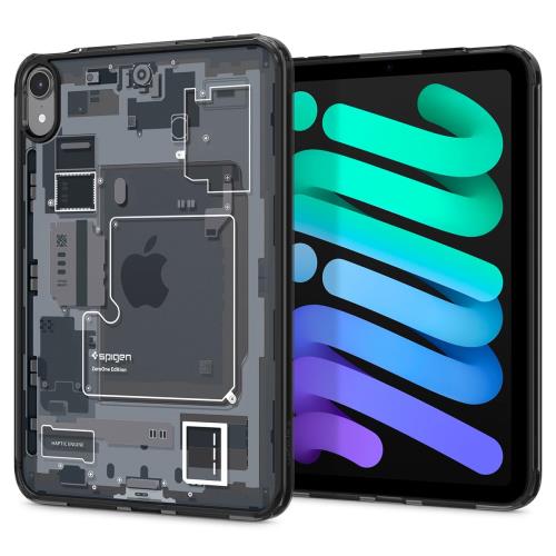 Spigen iPad Mini 7/6 ケース 半透明 Apple Pencil 対応 エア・クッション・テクノロジー 耐衝撃 カメラ保護 立体的プリント ウルトラ・ハイブリッド ACS09162 （ゼロ・ワン・ブラック）