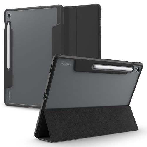 Spigen Galaxy Tab S10 FE+ ケース (2025年モデル) 背面 クリア 透明 米軍MIL資格 スリム スタンド 耐衝撃 傷防止 カメラ保護 オートスリープ ウルトラ・ハイブリッド・プロ ACS09446 (ブラック)