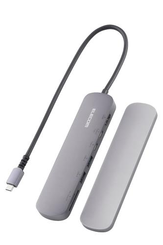 エレコム USB Type-C ハブ ドッキングステーション 7-in-1 アルミボディ 固定用スタンド付き USB-A×2 HDMI×1 USB-C×2 SD＋microSDカードスロット シルバー DST-C20SV