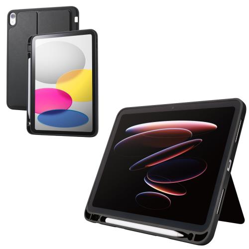 エレコム iPad A16 第11世代 11インチ 2025年 10.9インチ 第10世代 2022年 ケース ソフトケース スタンド付き Apple Pencil収納 ブラック TB-A25RUCSTBK