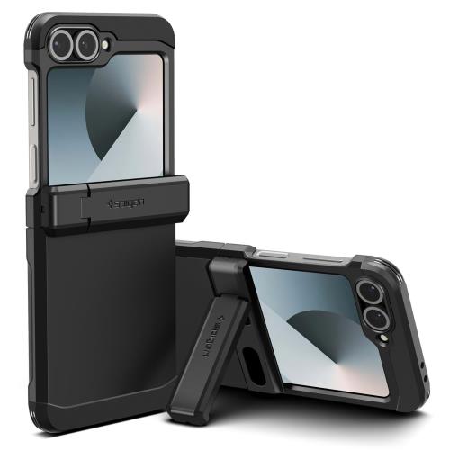Spigen Galaxy Z Flip 6 ケース スタンド付き 強力保護 ヒンジ保護 背面保護 全面保護 耐衝撃 ワイヤレス充電対応 ギャラクシー Z フリップ 6 タフ・アーマー ACS07849 (ブラック)