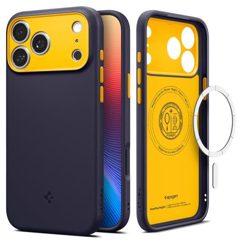 Spigen 創業18年の技術力 iPhone 17 Pro Max ケース MagSafe対応 マグネット搭載 ストラップホール 米軍MIL規格 ナノポップ・マグフィット (ブルーベリー・ネイビー) ACS09913