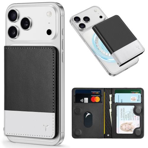 [TUCCH] スマホ カードケース 磁気吸着 6枚カード収納 [RFIDブロッキング] PU合皮 脱着簡単 軽量 背面 カードウォレット 磁気ウォレットケース iPhone17/16/15/14/13/12シリーズ対応 ブラックホワイト