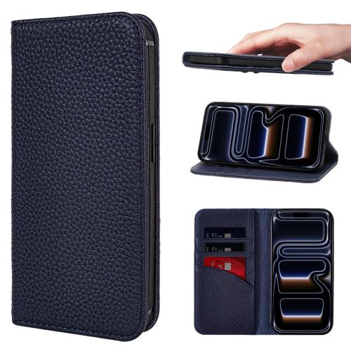NanHou For iPhone 17 Pro Max ケース 本革 手帳型 カバー 耐衝撃 保護 カバー 本革 内蔵マグネッ RFIDト 財布型 携帯カバー カードポケット スタンド機能 に適した アイフォン 17 Pro Max - ロイヤルブルー