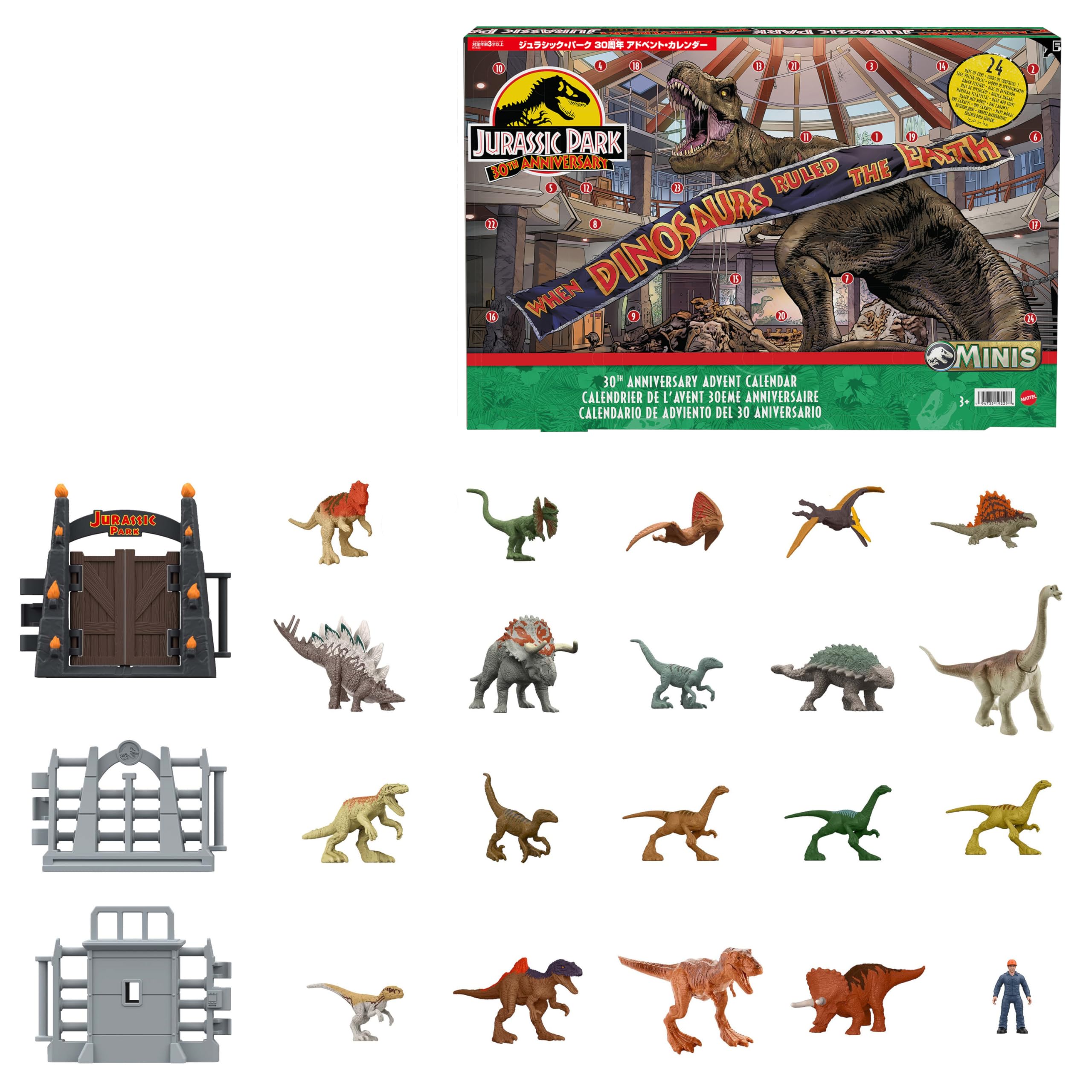 マテル(MATTEL) ジュラシックワールド(JURASSIC WORLD) ジュラシック・パーク 30周年 アドベントカレンダー2023ミニフィギュアとパーツ30ケ入り恐竜 おもちゃ3才~プレゼント HTK45画像