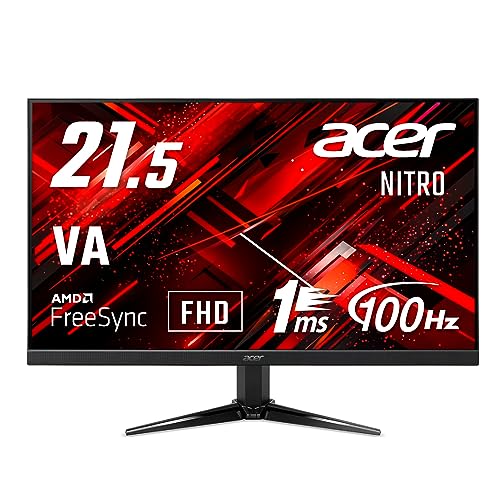 日本エイサー  Acer Nitro ゲーミングモニター 21.5インチ VA 非光沢 フルHD 100Hz 1ms(VRB) HDMI ミニD-Sub15 VESAマウント対応 スピーカー内蔵 ヘッドホン端子 AMD FreeSync QG221QHbmiix PC/PS4/Switch向き