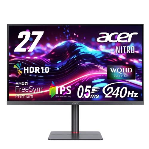 Acer ゲーミングモニター Nitro 27in IPS 非光輝 WQHD 240サイクル 0.5ms DeltaE2 高さ自然調整 HDMI2.0 DisplayPort 金棒引き 受話器端子 パソコン なおなお書き5 Xbox X|S VESAマウント相応う XV275UXymiiprx その他-パソコン・周辺機器-PCアクセサリー