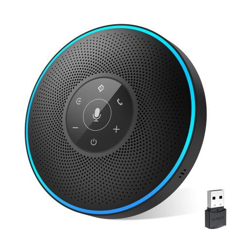 EMEET M2 スピーカーフォン ハウリング抑制 ノイズキャンセリング 会議用マイクスピーカー 360?全方向集音 位置検出機能 LED指示 双方向会話適用 USBアダプタ付属 Bluetooth/USB/AUX対応 オンライン会議/ウェブ会議/在宅勤務/テレワーク/オンライン教育用 Skype/Zoom/Facetim