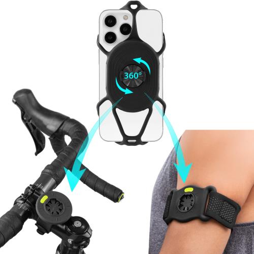 Boneランニング + 自転車 スマホホルダー アームバンド 二代目 取り外し可能 360°回転 Garminサイクルコンピューターと互換性 サイコン マウント メーターマウント 自転車 4.7-7.2インチのスマホに対応 iPhone Samsung Galaxy Sonyなど装着可能 落下防止 防振 振動吸収 滑り