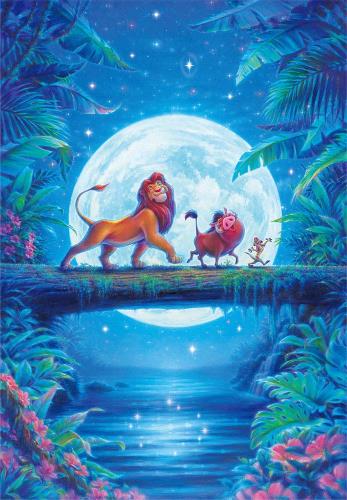 テンヨー(Tenyo) 日本製 1000ピース ジグソーパズル ディズニー ライオン・キング ムーンライト ハクナマタタ (51x73.5cm) D-1000-047 のり付き ヘラ付き サービスカード付き画像