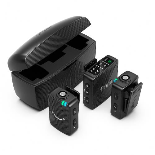 FIFINE ワイヤレスマイク ピンマイク 6時間連続使用 ノイズキャンセリング 2人同時使用可能 収納充電ケース付き 自動ペアリング 50m伝送距離 ミュート機能 カメラ スマホ 外付けマイク iPhone/iPad対応 オンライン授業 Vlog撮影 動画配信 生放送 インタビュー 黒 M9