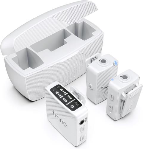 FIFINE ワイヤレスマイク ピンマイク 6時間連続使用 ノイズキャンセリング 2人同時使用可能 収納充電ケース付き 自動ペアリング 50m伝送距離 ミュート機能 カメラ スマホ 外付けマイク iPhone/iPad対応 オンライン授業 Vlog撮影 動画配信 生放送 インタビュー 白 M9W