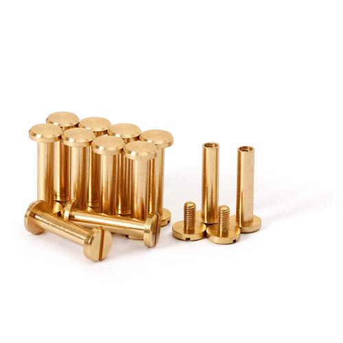 シカゴスクリュー 12個入り 8×4×18mm 真鍮組ネジ コンチョ バッグ ベルト 底びょう リベット スタッズ パーツ 鋲 リベット スタッド ネジ式 レザークラフト DIY ハンドメイド パーツ画像