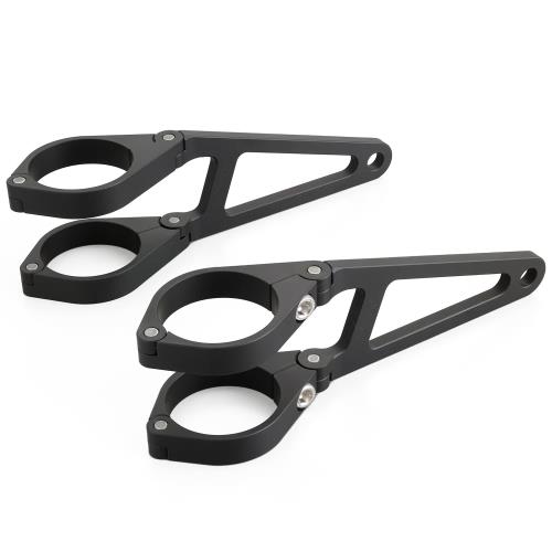 デイトナ(Daytona) バイク用 ヘッドライトステー 汎用 フォーククランプ アルミヘッドライトブラケット φ41mm/ロング 27902 ブラック