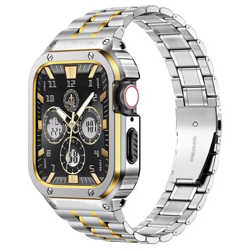 MioHHR ステンレス鋼スチール写真製周波数帯域、容れもの取り替えっこ性 Apple Watch Bands 44/42粍,金属元素製保護することバンパー押しかぶせる付き添い人牢固たるな同盟罷工一回り iWatch つづき物 6/5/4/SE/3/2/1 成人男性用.(銀金) スマートフォン・タブレット-スマートウォッチアクセサリー