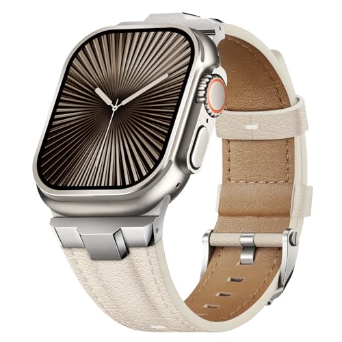 Suitisbest アップルウォッチ バンド 本革 レザー 交換ストラップ Apple Watch Ultra バンド 49mm 46mm 45mm 44mm 対応 iWatch Ultra2 Ultra 10 9 8 7 6 5 4 SE用 男女兼用 耐久性 おしゃれなデザイン
