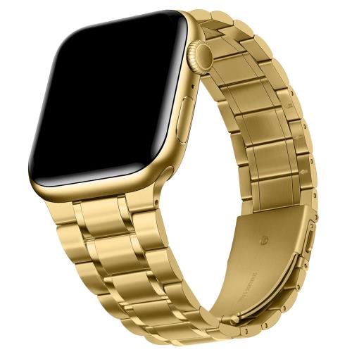 [HITZEE] メタル Band コンパチブル Apple Watch バンド 42mm （シリーズ 10） 41mm 40mm 38mm ステンレススチール製交換用メンズ/レディースバンド Apple Watch シリーズ 10 9 8 7 SE2/SE 6 5 4 3 2 1 に対応 (金)